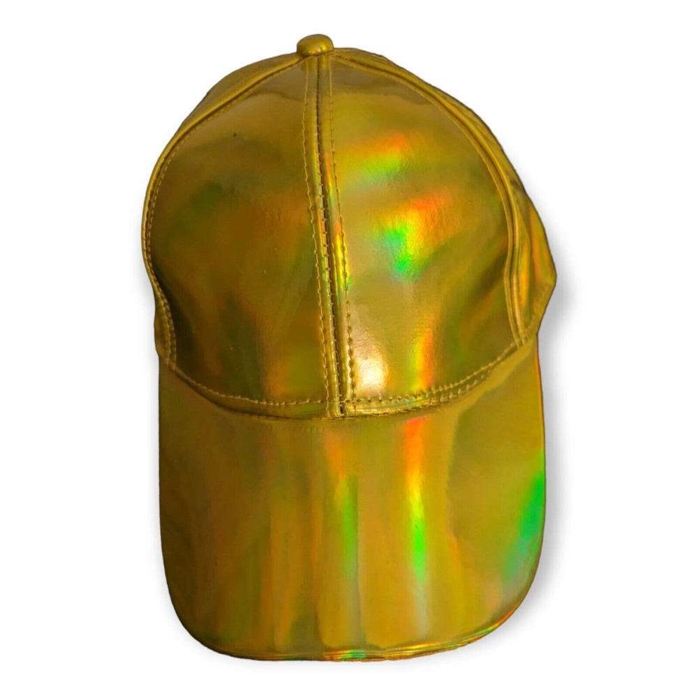 Unisex Shiny Metallic Gold Baseball Cap Hat Women Men Brim Like Gold Lame